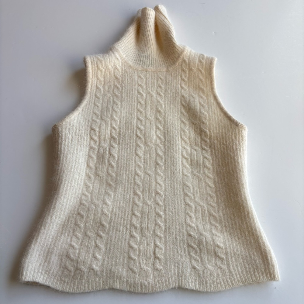 BN7 Rafaella Lambswool Angora Rabbit Hair Cable Knit Blouse Academia Fits S/M
